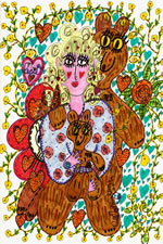 Mommy Blanche Bear Doodle Art, 6 X 4